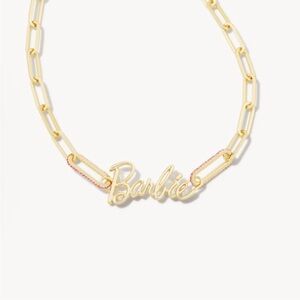 Kendra Scott Barbie Gold Link and Chain Necklace in Pink Crystal
